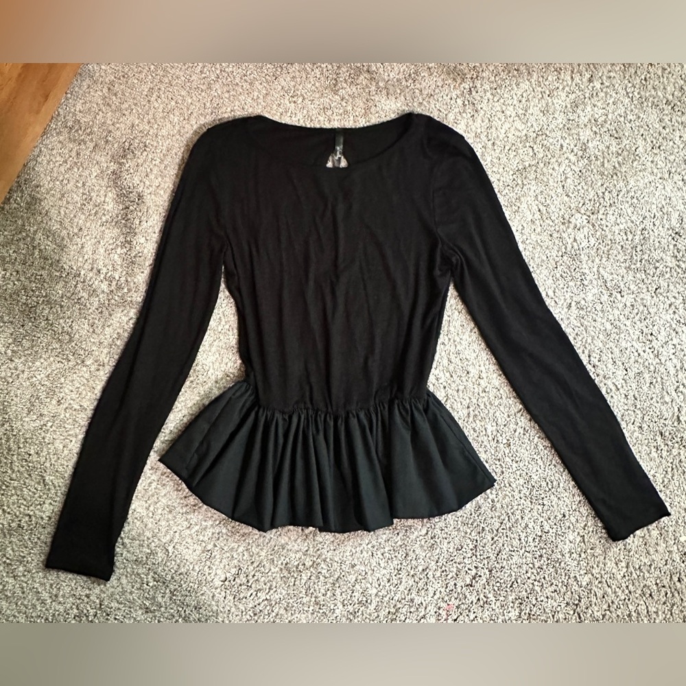 Shelly Elegant Black Peplum Top